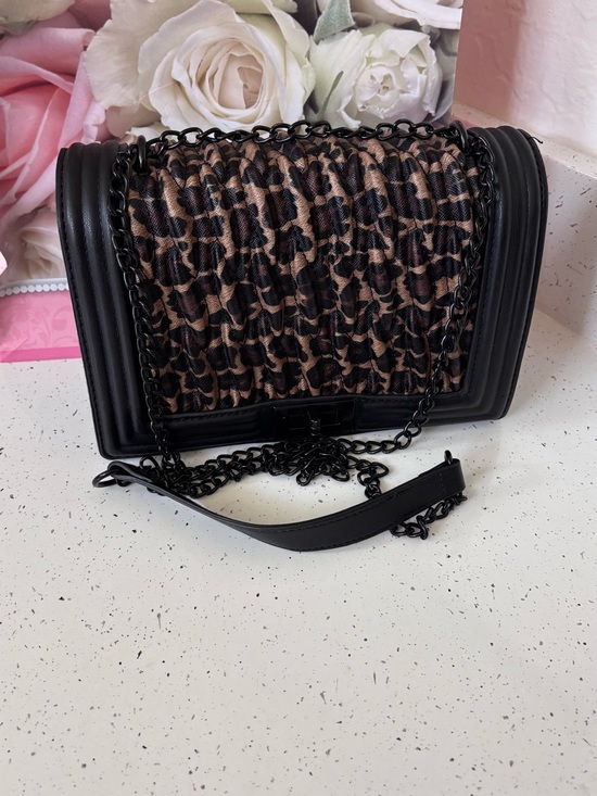 Handbags - Black and Leopard Print Crossbody Shoulder Bag